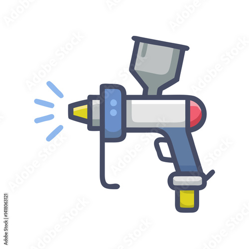 Spray Gun Icon Representing Auto Painting Tool and Vehicle Refinishing Equipment