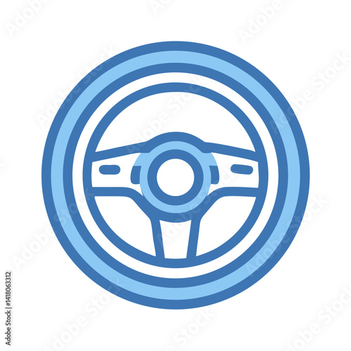Steering Wheel Icon Representing Driving Control and Vehicle Navigation
