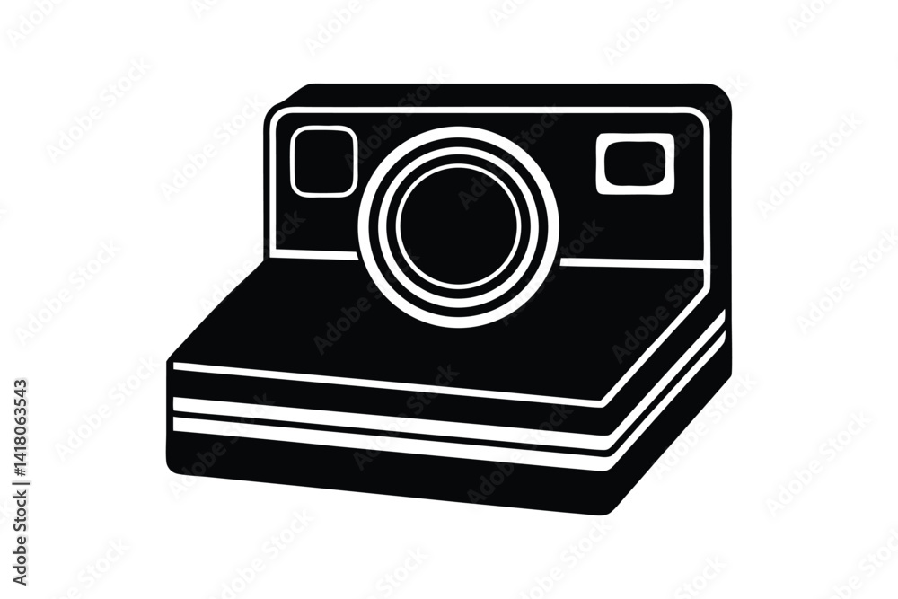 Fototapeta premium Silhouette art illustration of a Polaroid instant camera.eps