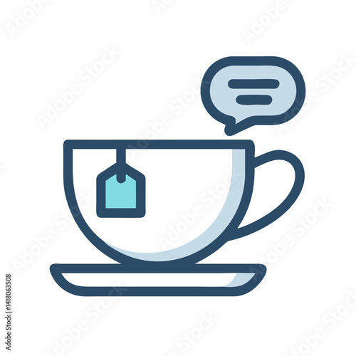 Teacup with Speech Bubble Icon Representing Social Tea Time or Friendly Conversation