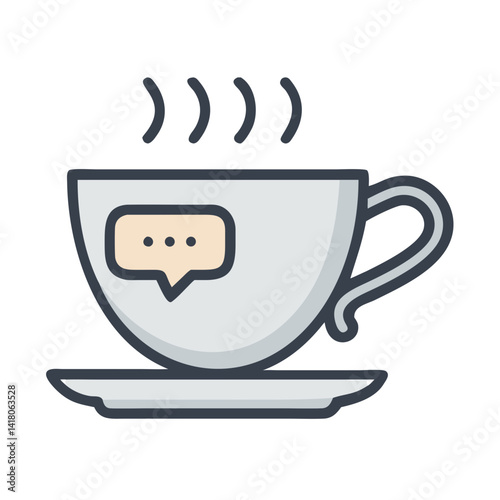 Teacup with Speech Bubble Icon Representing Social Tea Time or Friendly Conversation