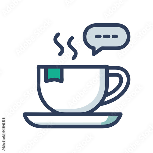 Teacup with Speech Bubble Icon Representing Social Tea Time or Friendly Conversation