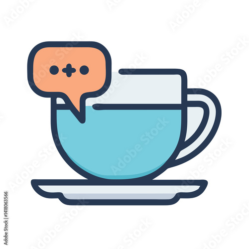 Teacup with Speech Bubble Icon Representing Social Tea Time or Friendly Conversation