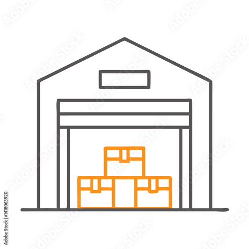 Warehouse Building Icon Representing Inventory Storage and Logistics Facility