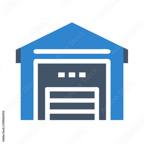 Warehouse Building Icon Representing Inventory Storage and Logistics Facility