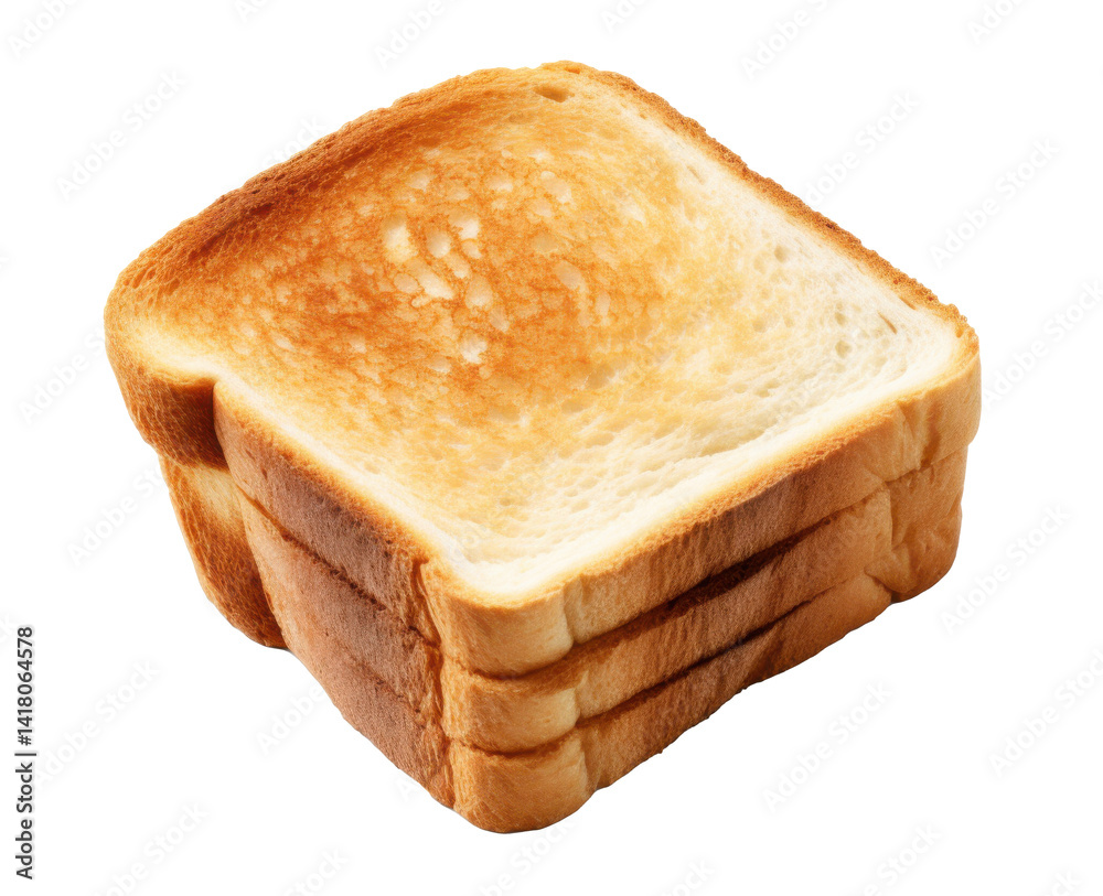 Toasted slice of bread on transparent background – crispy golden toast isolated PNG for breakfast menu, bakery ad, food design, or cooking apps