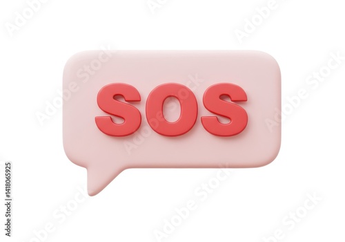 3d sos message icon rendering isolated on white background