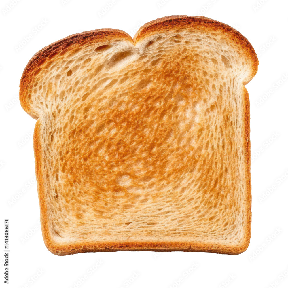 Toasted slice of bread on transparent background – crispy golden toast isolated PNG for breakfast menu, bakery ad, food design, or cooking apps
