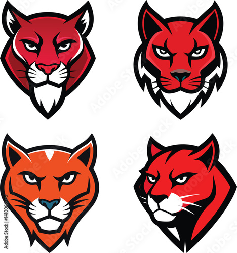 Puma head mascot logo design vector