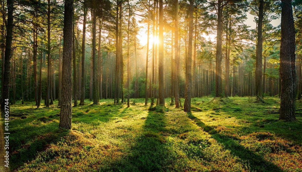 Fototapeta premium Forest with Sun