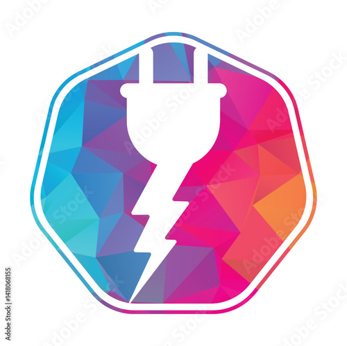 Plug thunder vector logo design illustration.