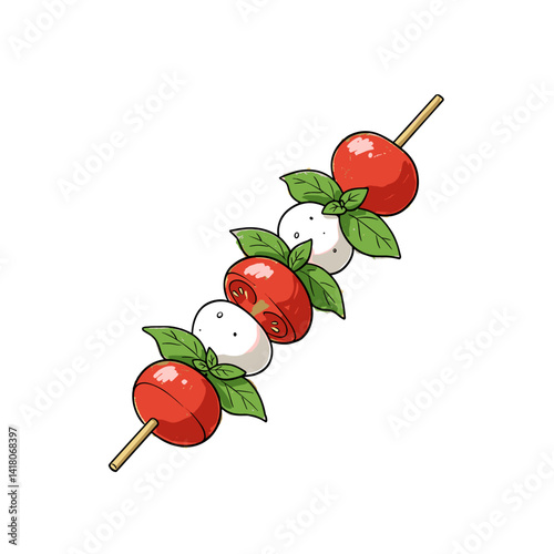skewered tomatoes and mozzarella with basil