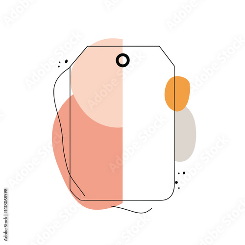 Abstract tag design against colorful shapes