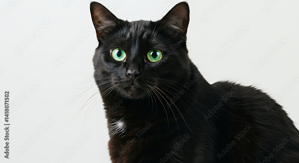Majestic Black Cat with Vibrant Green Eyes Studio Portrait Photography Majestic Black Cat with Vibrant Green Eyes Studio Portrait Photography