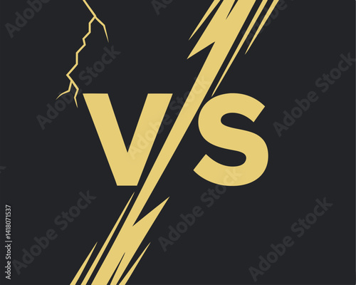 Versus Lightning Bolt Clash: Competition, Battle, Fight, and Confrontation Vector.