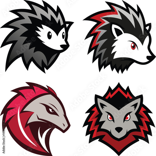 Porcupine head mascot logo design vector