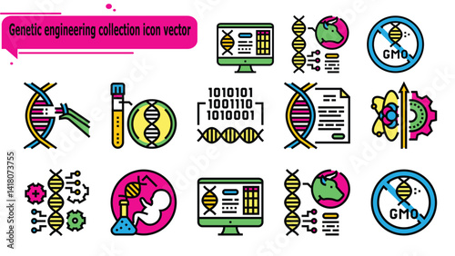 Genetic engineering collection icon vector