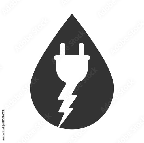 Plug thunder drop shape vector logo design illustration.