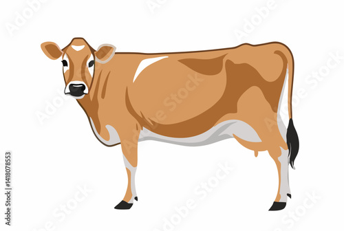A Jersey cow isolated with a white background