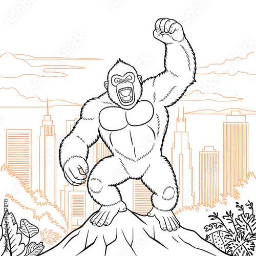 cartoon illustration of a king kong 