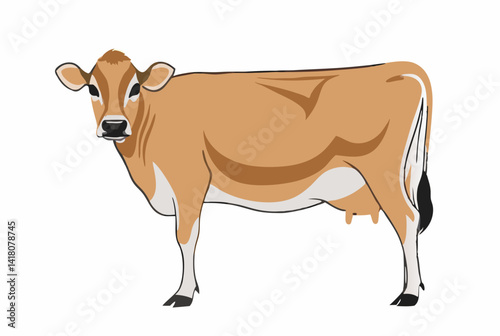 A Jersey cow isolated with a white background