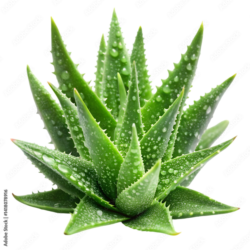 Fototapeta premium Fresh Aloe Vera Leaves with Water Droplets