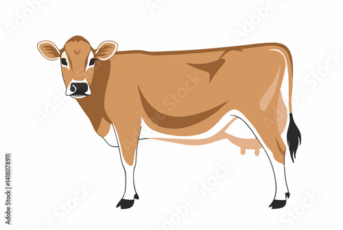 A Jersey cow isolated with a white background
