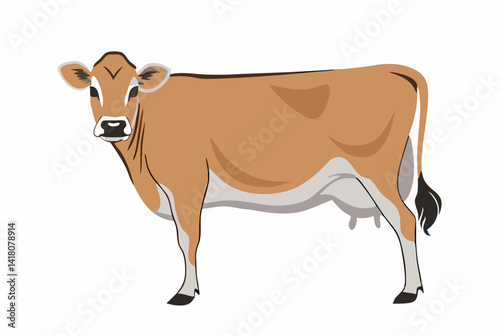 A Jersey cow isolated with a white background