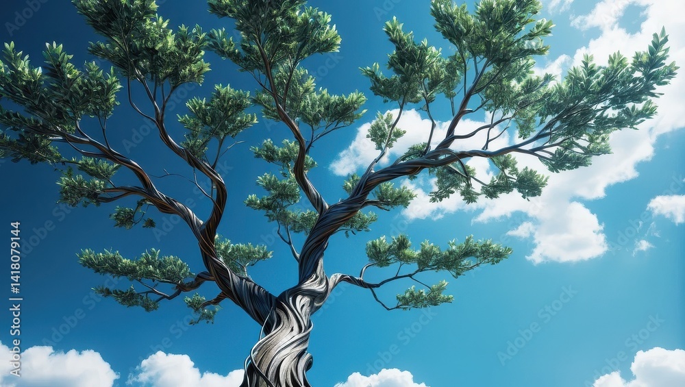 Majestic tree against a bright sky