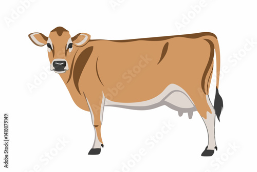 A Jersey cow isolated with a white background