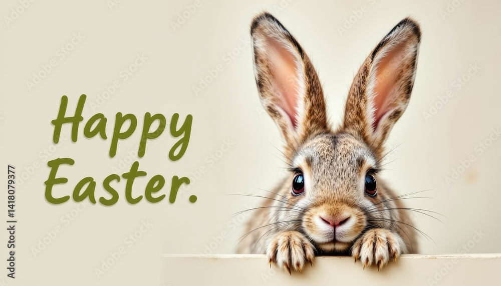 Easter bunny peeking over edge