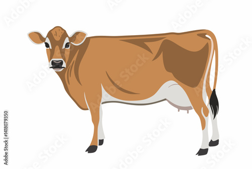 A Jersey cow isolated with a white background