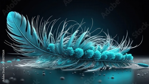 Obraz na płótnie Teal feather, elegant and artistic w salonie