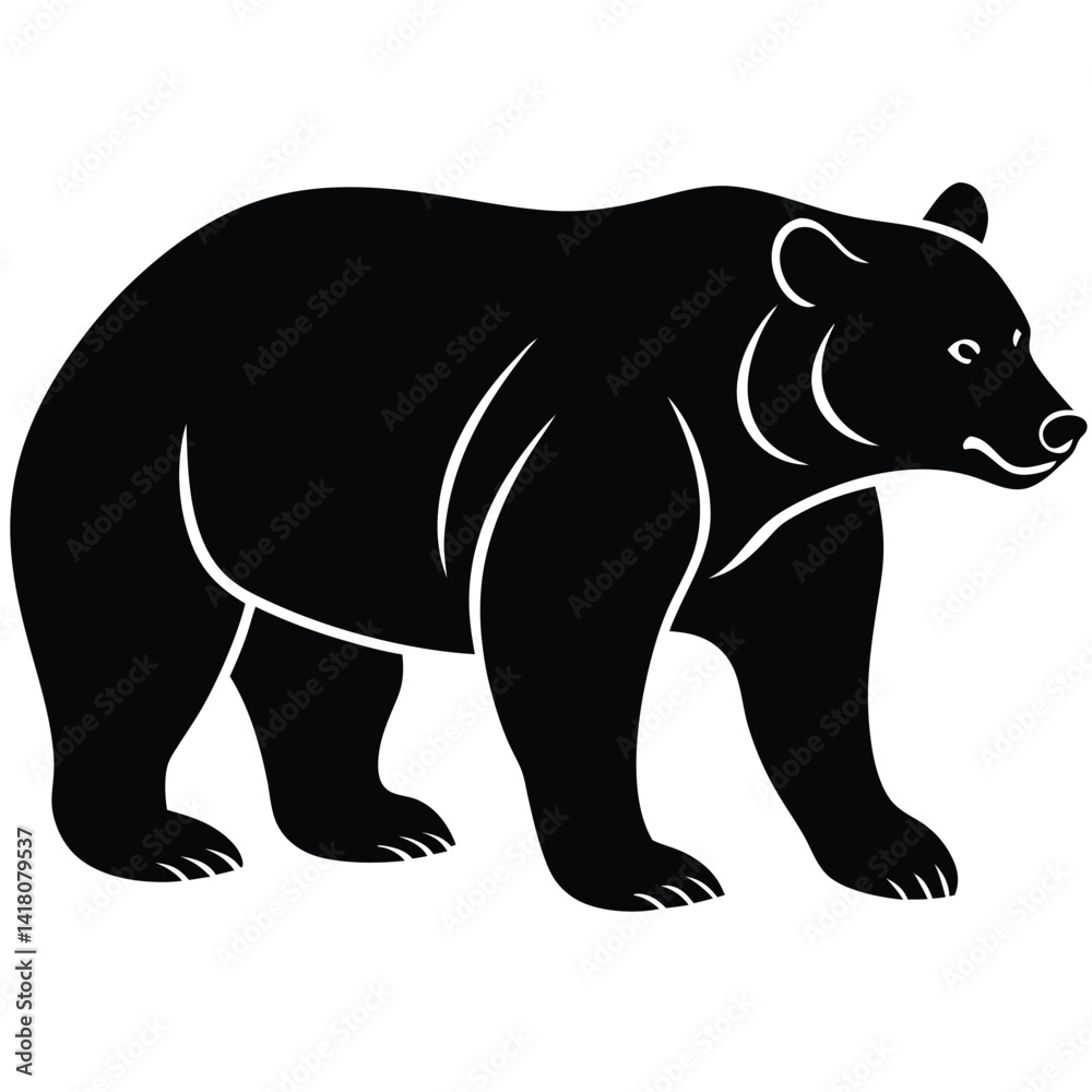 Obraz premium Bear Silhouette Vector Illustration. Bear walking mascot