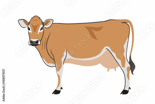 A Jersey cow isolated with a white background