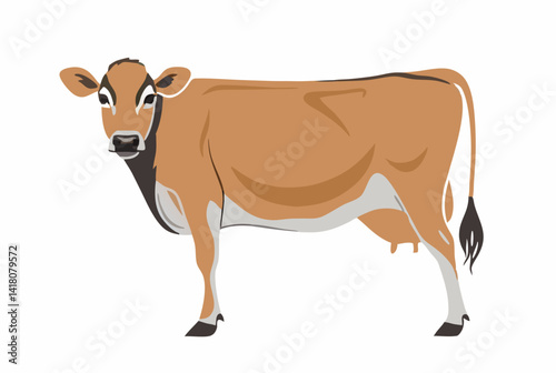 A Jersey cow isolated with a white background