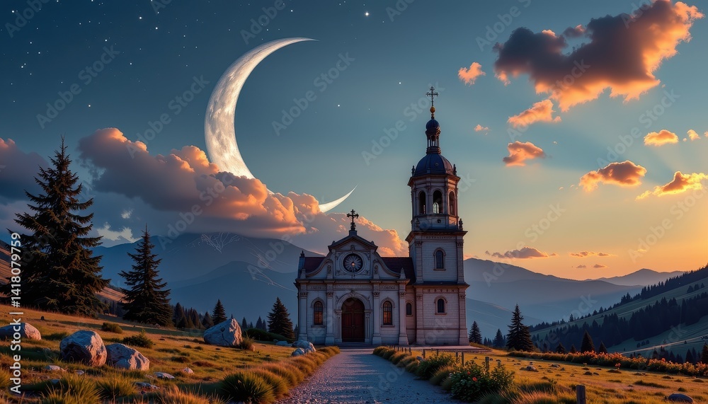 Mountain Chapel at Sunset