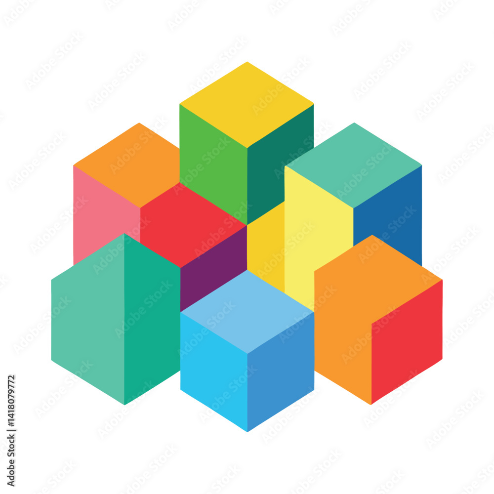 colorful cubes isolated on white background colorful cubes isolated on white background