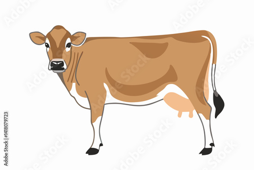 A Jersey cow isolated with a white background