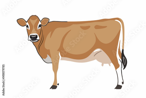 A Jersey cow isolated with a white background