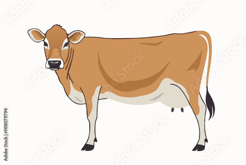 A Jersey cow isolated with a white background