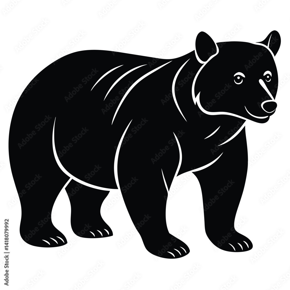 Fototapeta premium Bear Silhouette Vector Illustration. Bear walking mascot