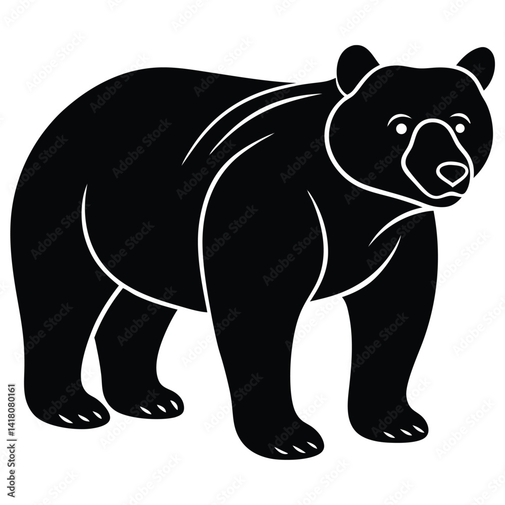 Fototapeta premium Bear Silhouette Vector Illustration. Bear walking mascot