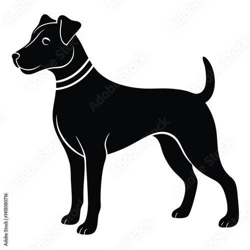 Vector black silhouette of a dog isolated on a white background