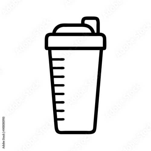 Protein Shaker Bottle with Measuring Scale Icon Design