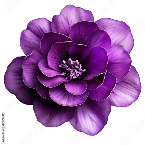 Purple Flower, Isolated on Transparent Background Detailed Close-up, Floral Design Element, Floral Design, Purple Bloom, Transparent Background