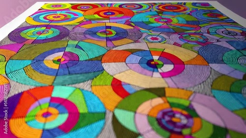 Wallpaper Mural Colorful Concentric Circles: A Vibrant Abstract Pattern Drawn with Markers Torontodigital.ca