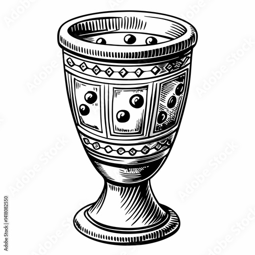 Vintage Ornate Goblet Illustration Intricate Black and White Chalice Art