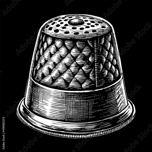 Detailed Vintage Thimble Illustration for Sewing and Craft Designs