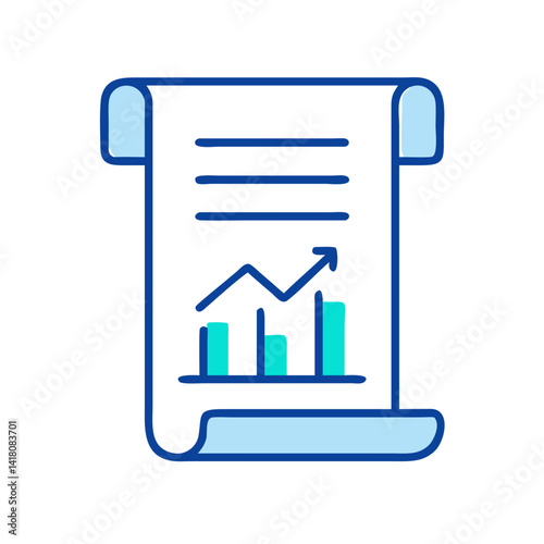 Scroll Document with Financial Chart Icon Design photo